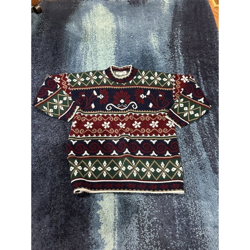 Vintage Private Eyes Round Neck Long Sleeve Knit Sweater  Made Usa  in Size Md